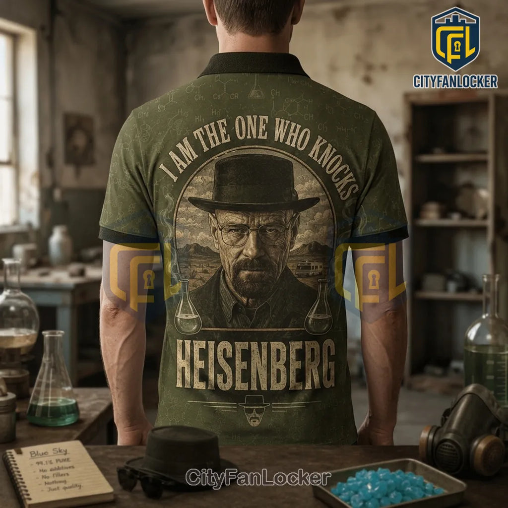 Breaking Bad Heisenberg I Am The One Who Knocks Olive Polo Shirt