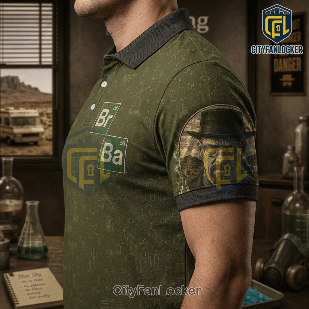 Breaking Bad Heisenberg I Am The One Who Knocks Olive Polo Shirt