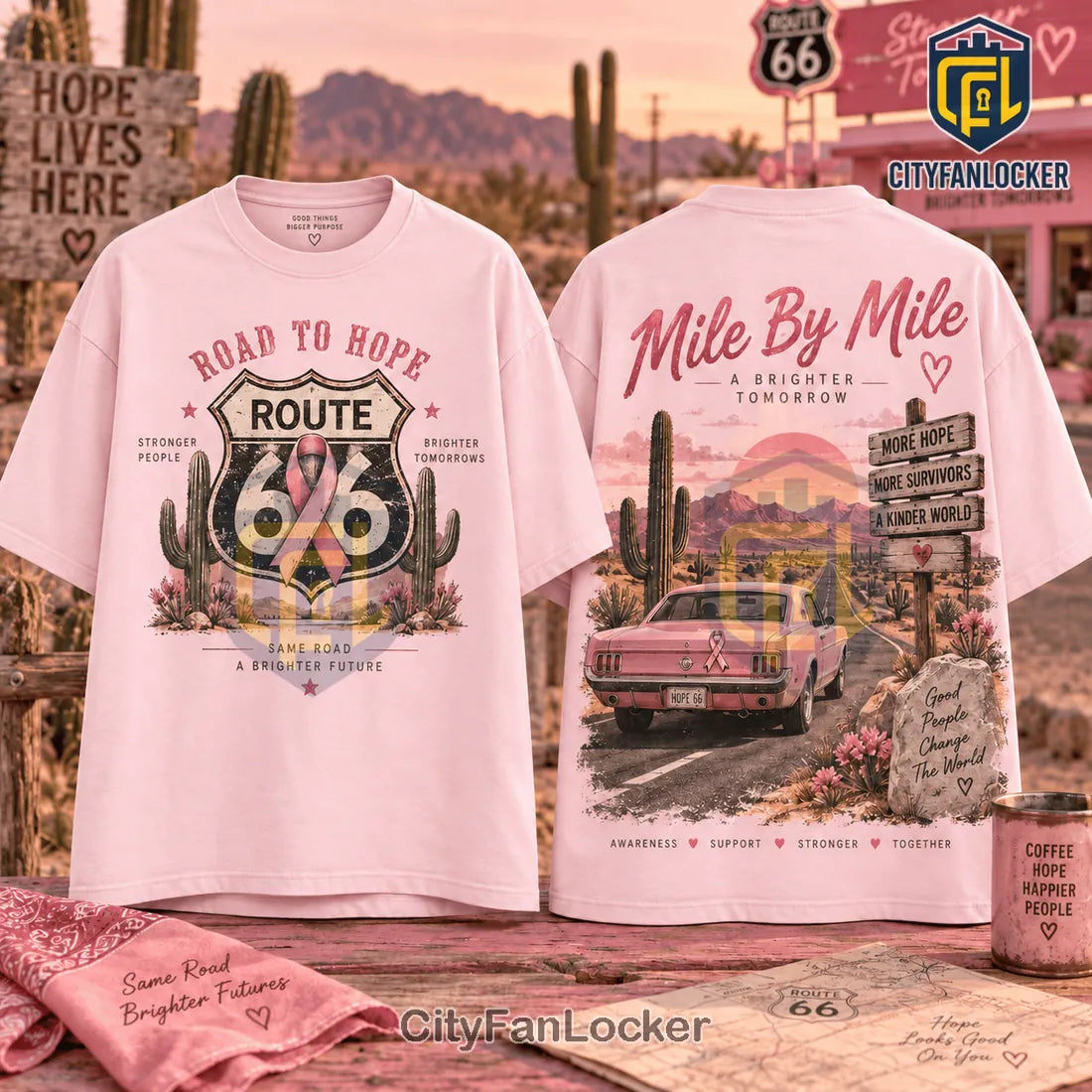 Breast Cancer Awareness Road To Hope Cream Shirt