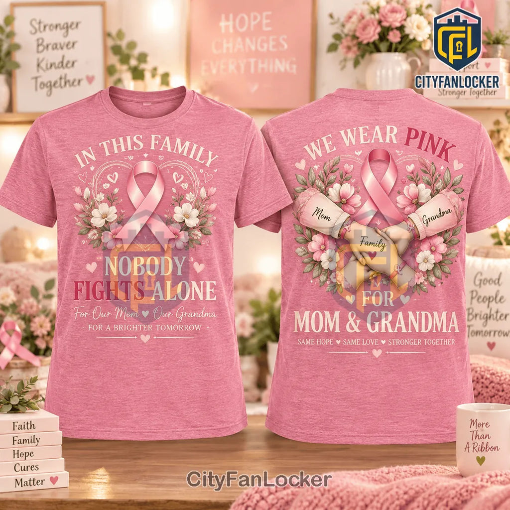 Breast Cancer Support Family Hands Pink Ribbon Shirt