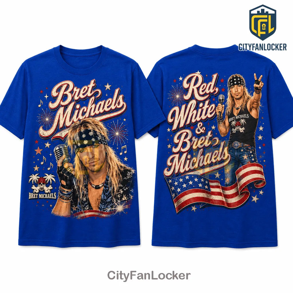 Bret Michaels Red White and Bret Casual Crewneck Shirt