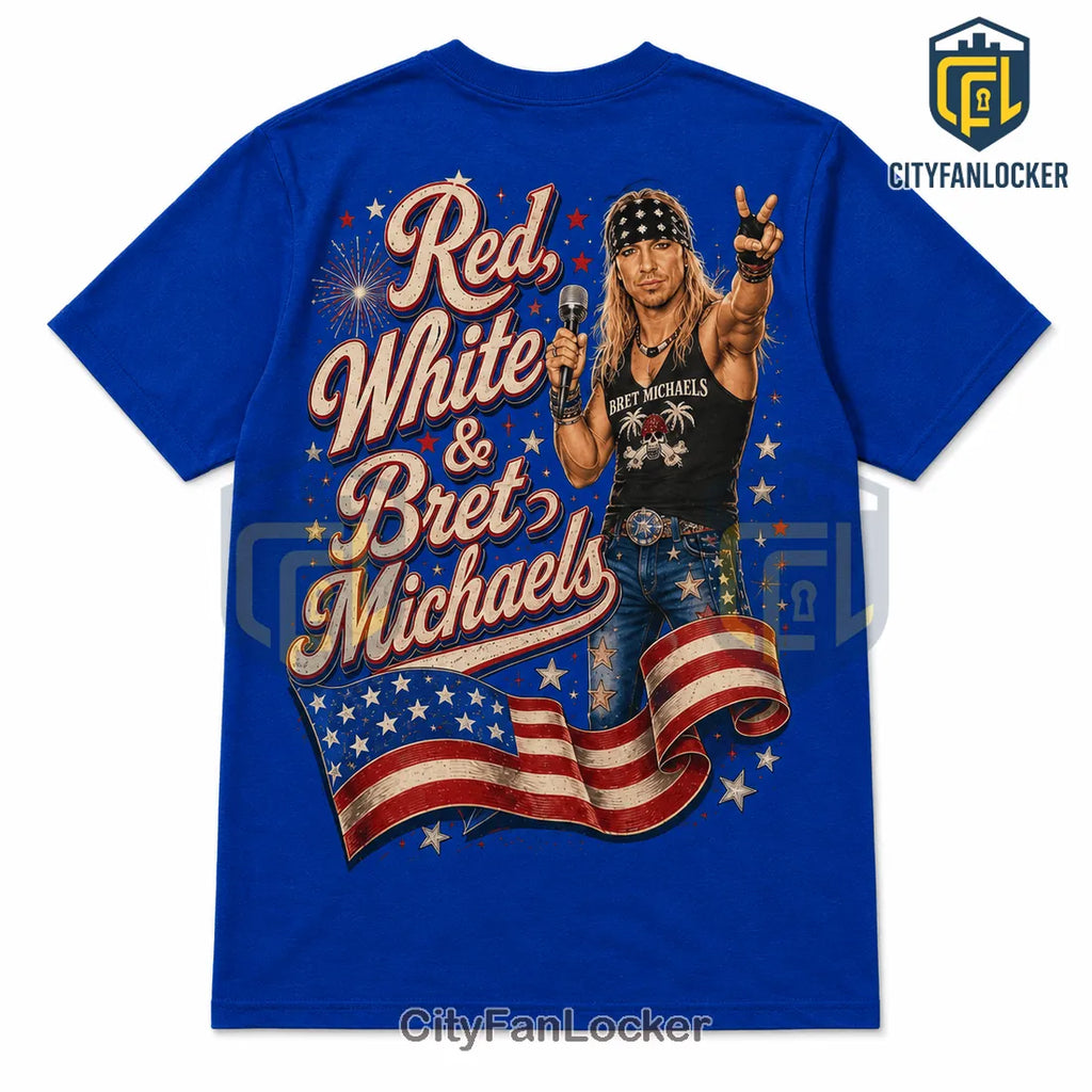 Bret Michaels Red White and Bret Casual Crewneck Shirt