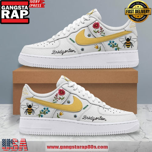 Bridgeton Bee White Special Edition Air Force 1 Running Sneakers Shoes