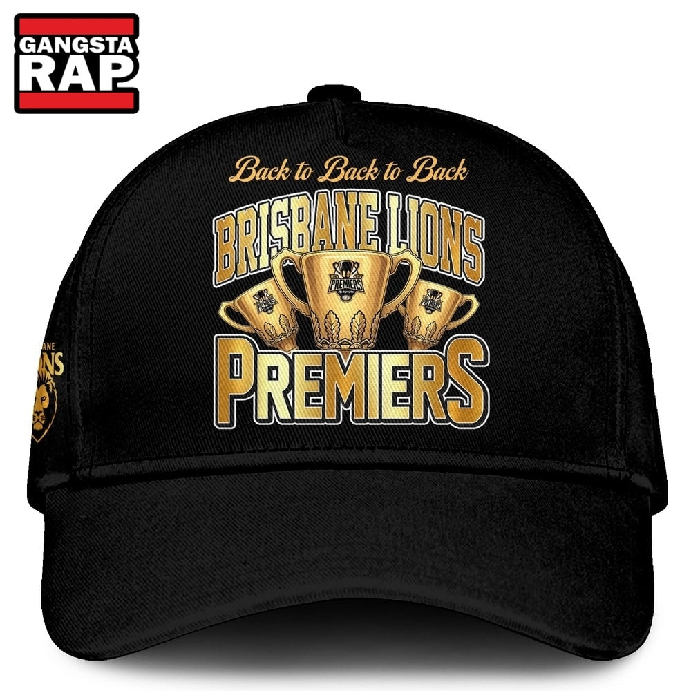 Brisbane Lions 2026 AFL Premiers Three Peat Black Cap