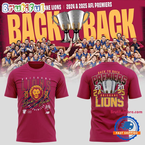 Brisbane Lions AFL 2025 Back-to-Back PREMIERS Red T Shirt