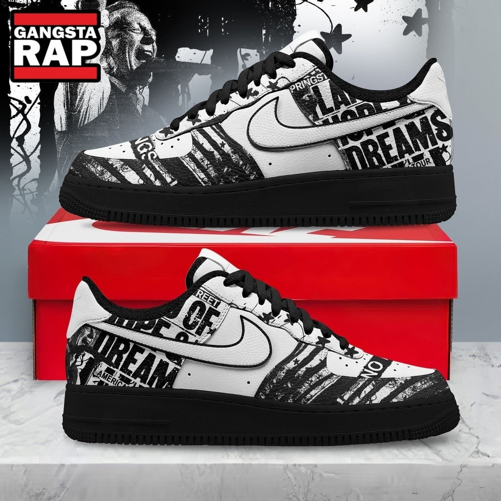 Bruce Springsteen Land Of Hopes And Dreams Black & White Custom Air Force 1 Shoes, Music Air Force 1 Shoes