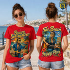 Bruce Springsteen The Beach Is My Happy Place Red T-Shirt