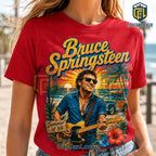 Bruce Springsteen The Beach Is My Happy Place Red T-Shirt