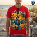 Bruce Springsteen The Beach Is My Happy Place Red T-Shirt