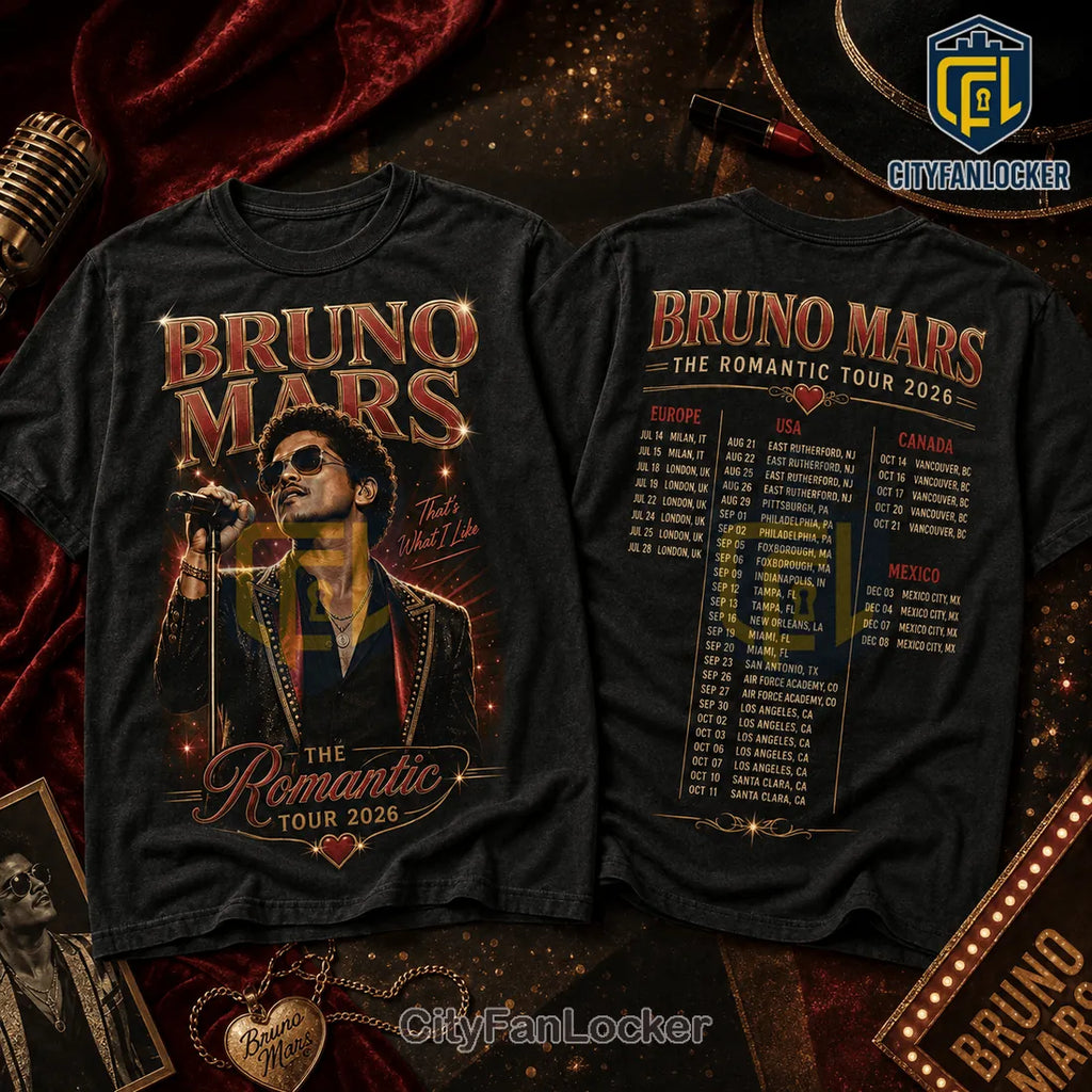 Bruno Mars The Romantic Tour 2026 Concert T-Shirt
