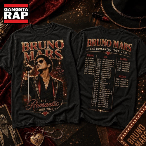 Bruno Mars The Romantic Tour 2026 Vintage Black 3D Shirt , Music Trending 3D Shirt