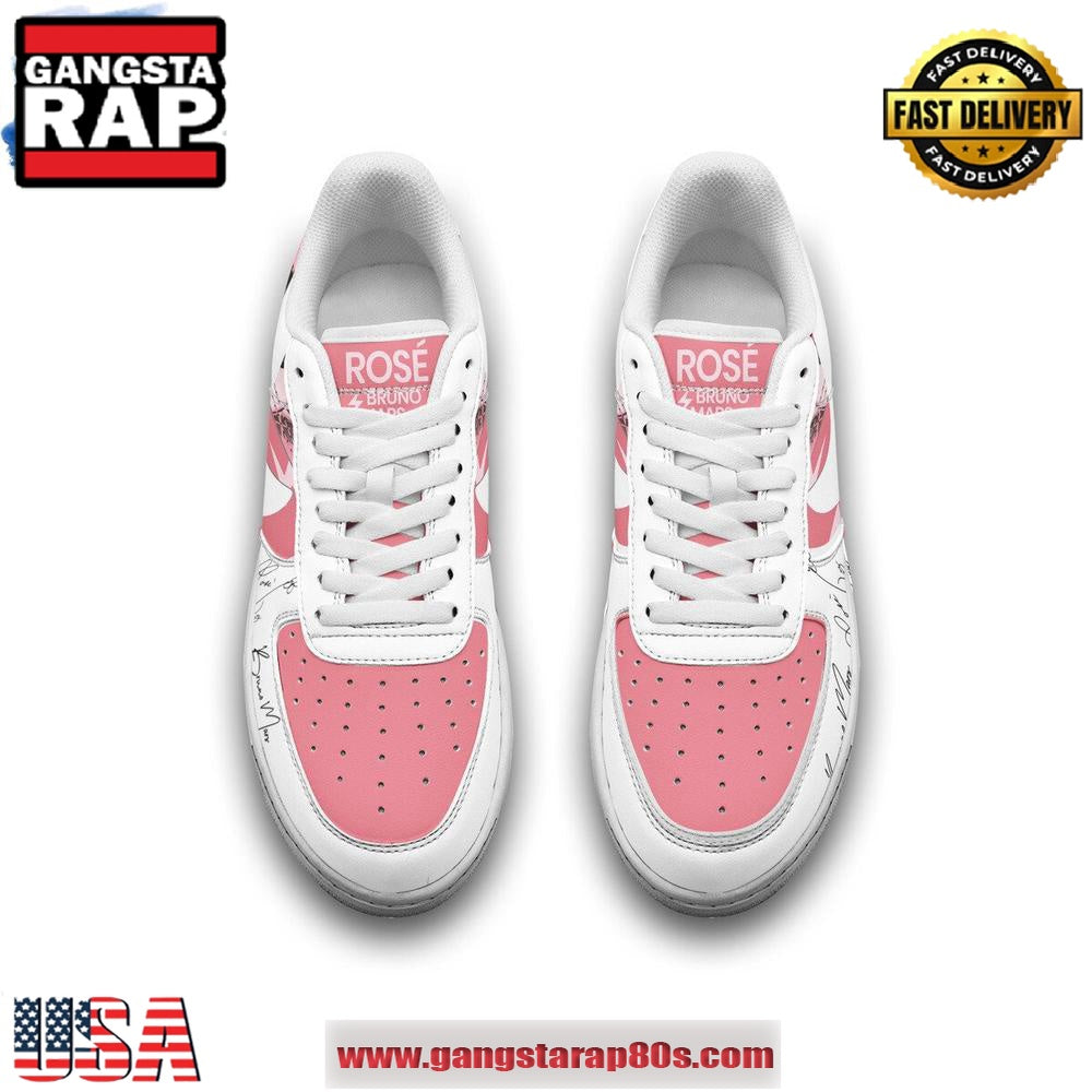 Bruno Mars x Ros? APT Limited Pink Air Force 1 Running Sneakers Shoes