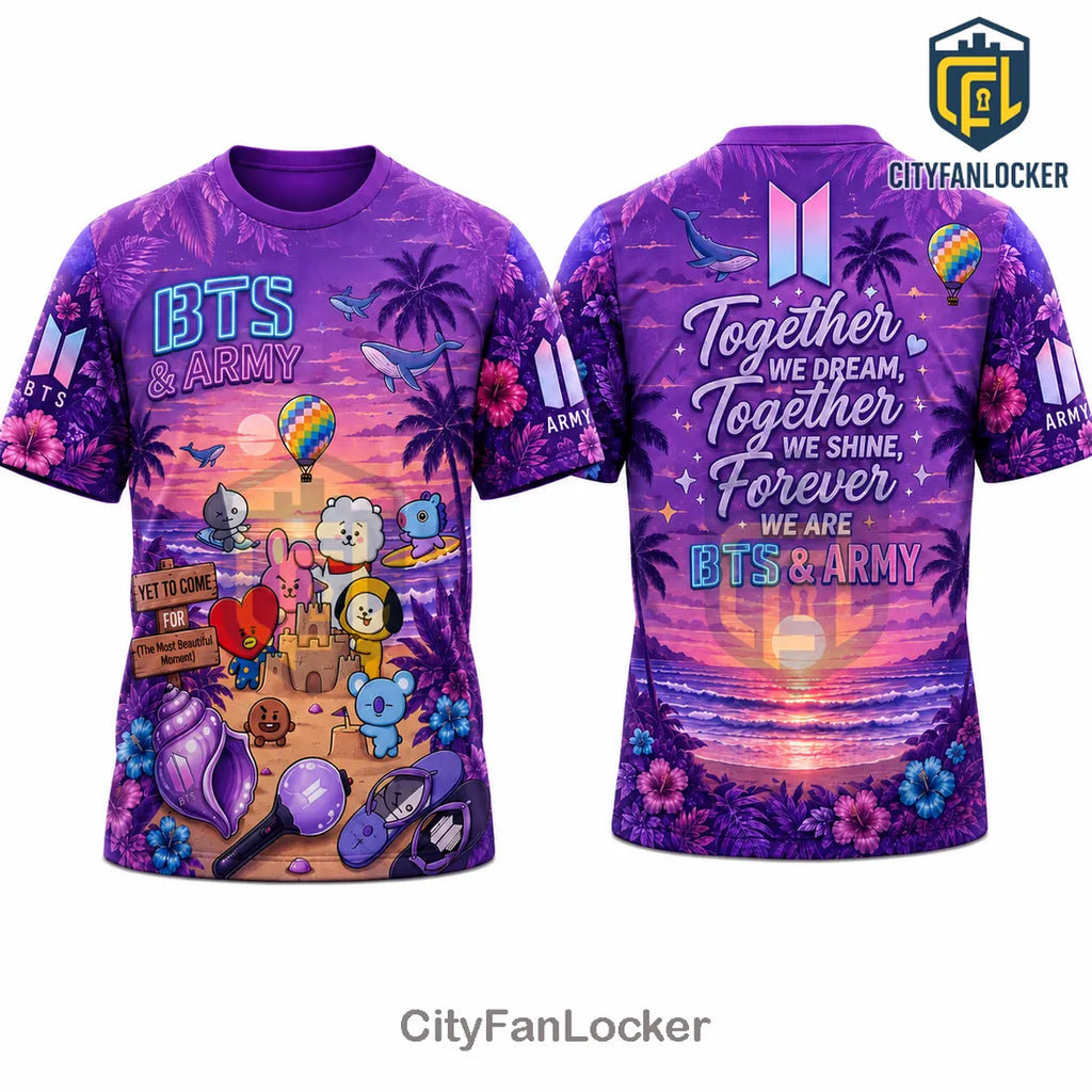 BTS Army Purple Tropical Pattern T-Shirt 2026