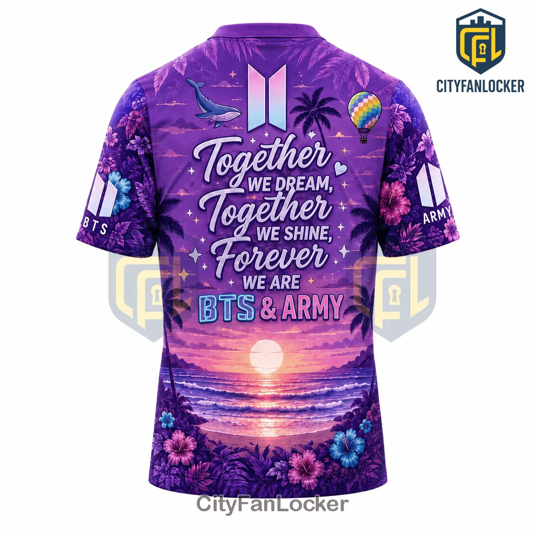 BTS Army Purple Tropical Pattern T-Shirt 2026