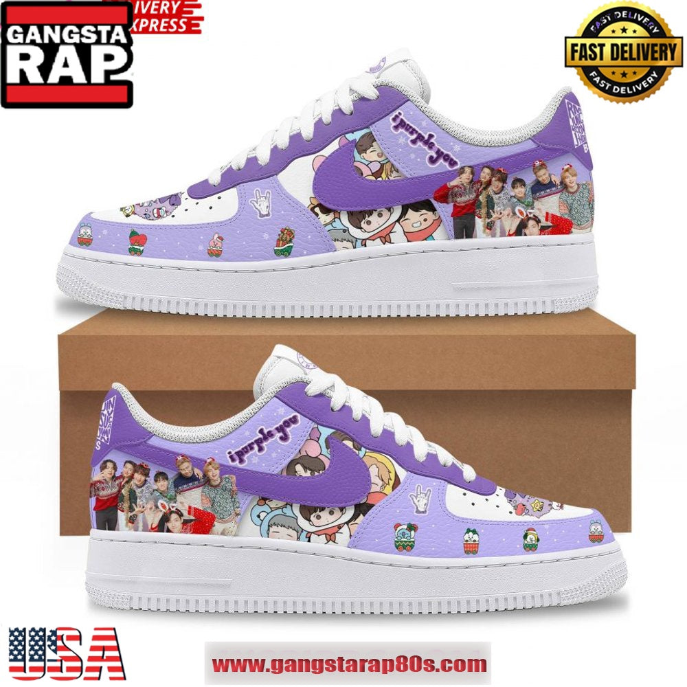 BTS Purple Christmas Holiday Special Air Force 1 Running Sneakers Shoes