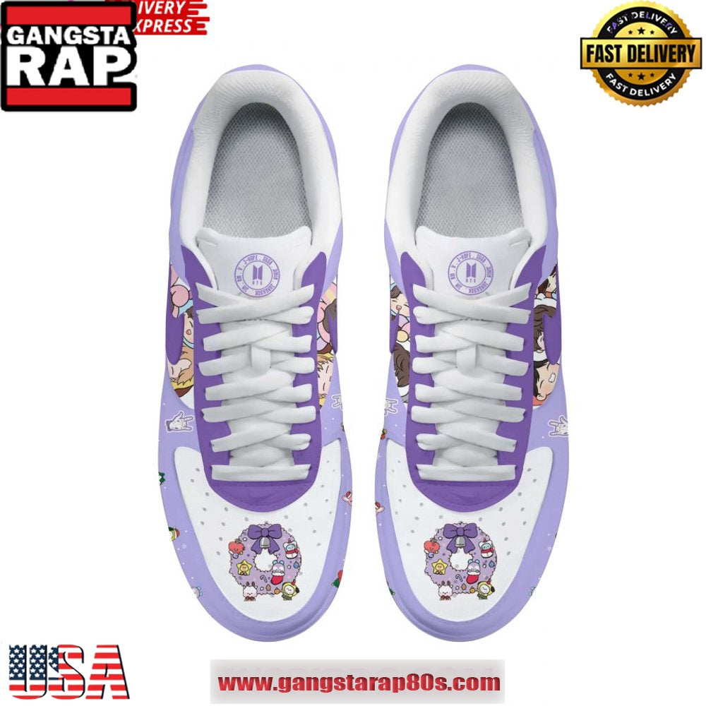 BTS Purple Christmas Holiday Special Air Force 1 Running Sneakers Shoes