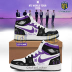 BTS Purple White Air Jordan 1 High Top Sneakers