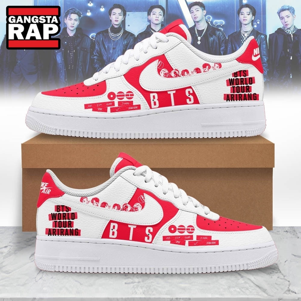 BTS World Tour Arirang Custom Air Force 1 Sneakers Shoes, Music Air Force 1 Shoes