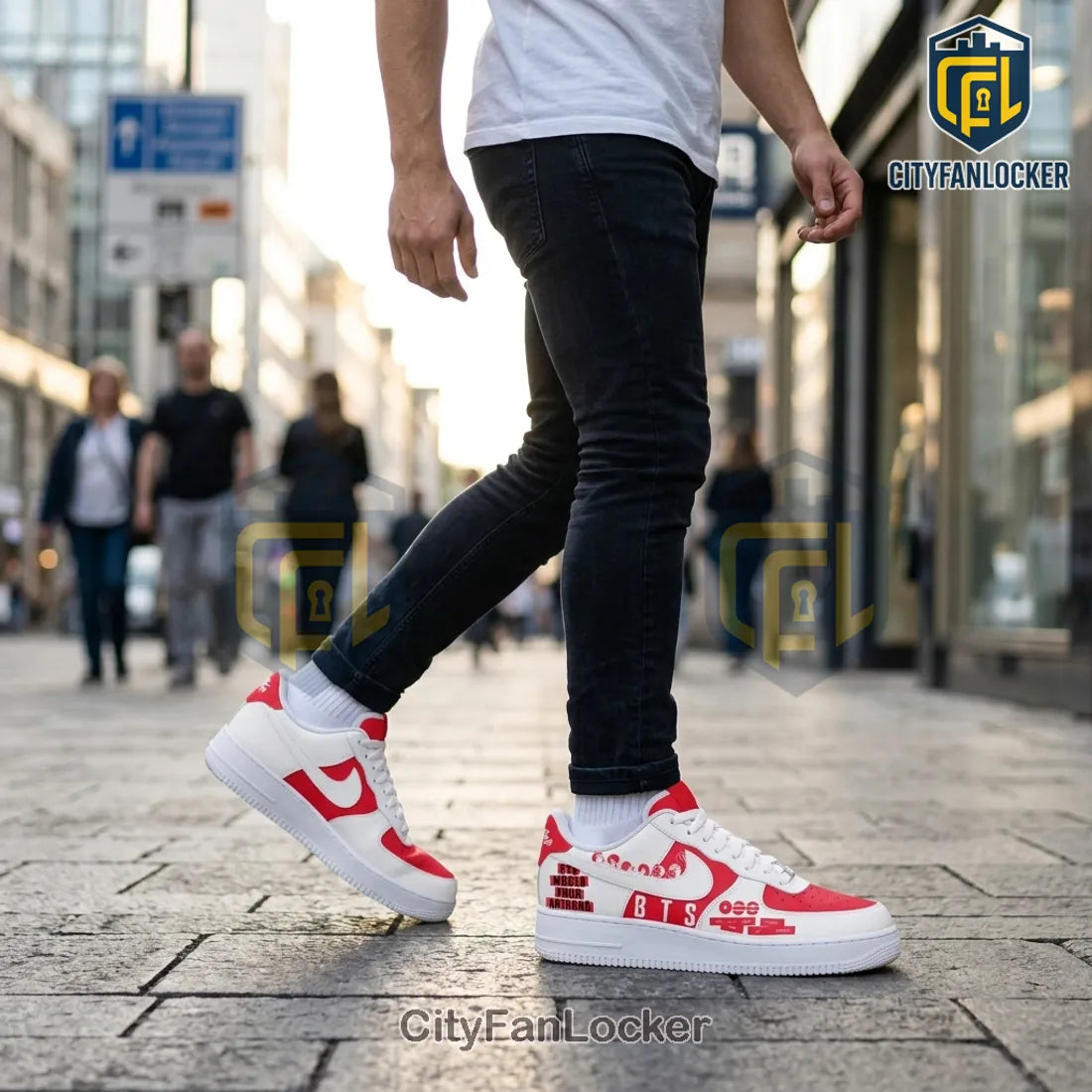 BTS World Tour Arirang Custom Red White Air Force 1 Sneakers