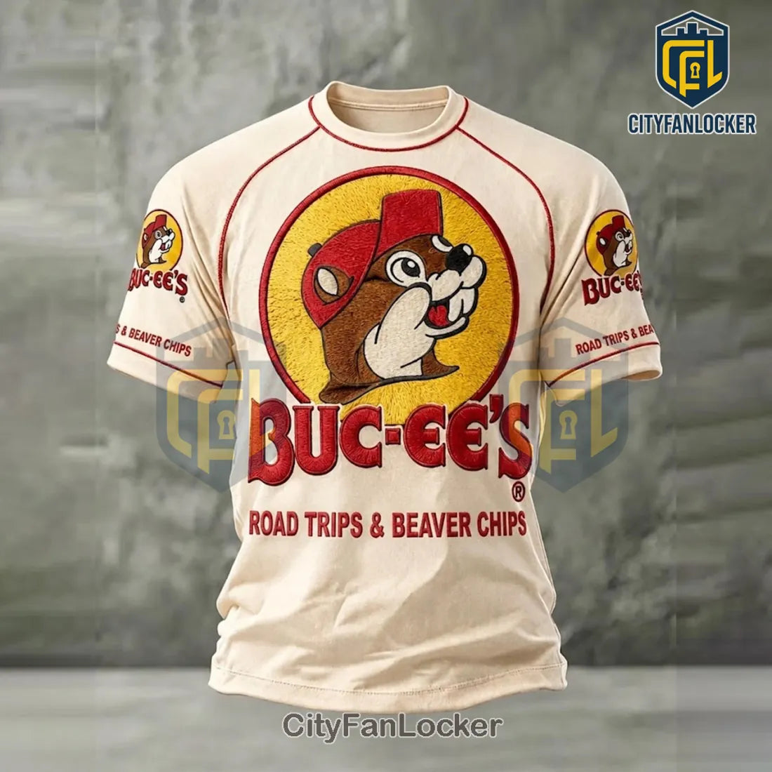 Buc-ee’s Mascot Vintage Beige Cotton Shirt