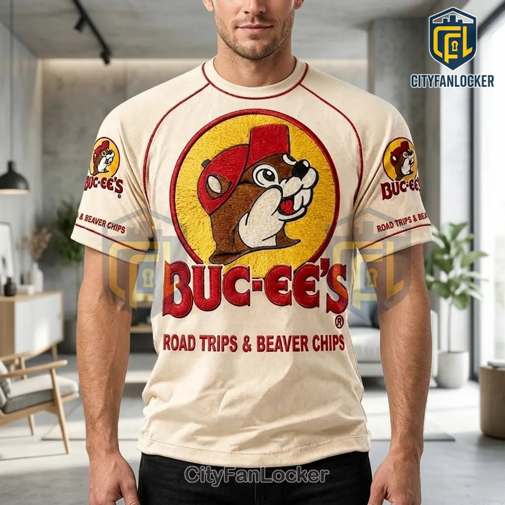 Buc-ee’s Mascot Vintage Beige Cotton Shirt