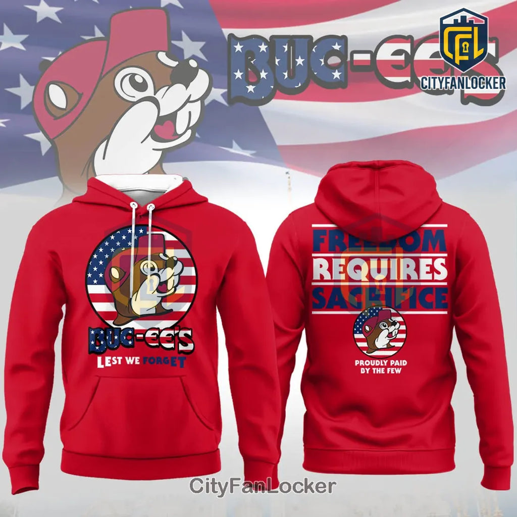 Buc-ee’s USA Freedom Requires Sacrifice Military Appreciation Pullover Hoodie