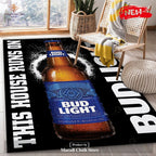 Bud Light This House Runs On Rug Room Carpet Custom Area Floor Home Decor - Indoor Outdoor Rugs