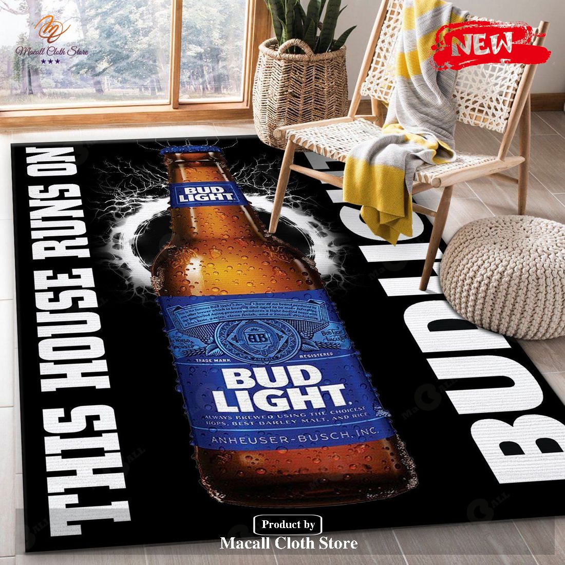 Bud Light This House Runs On Rug Room Carpet Custom Area Floor Home Decor - Indoor Outdoor Rugs