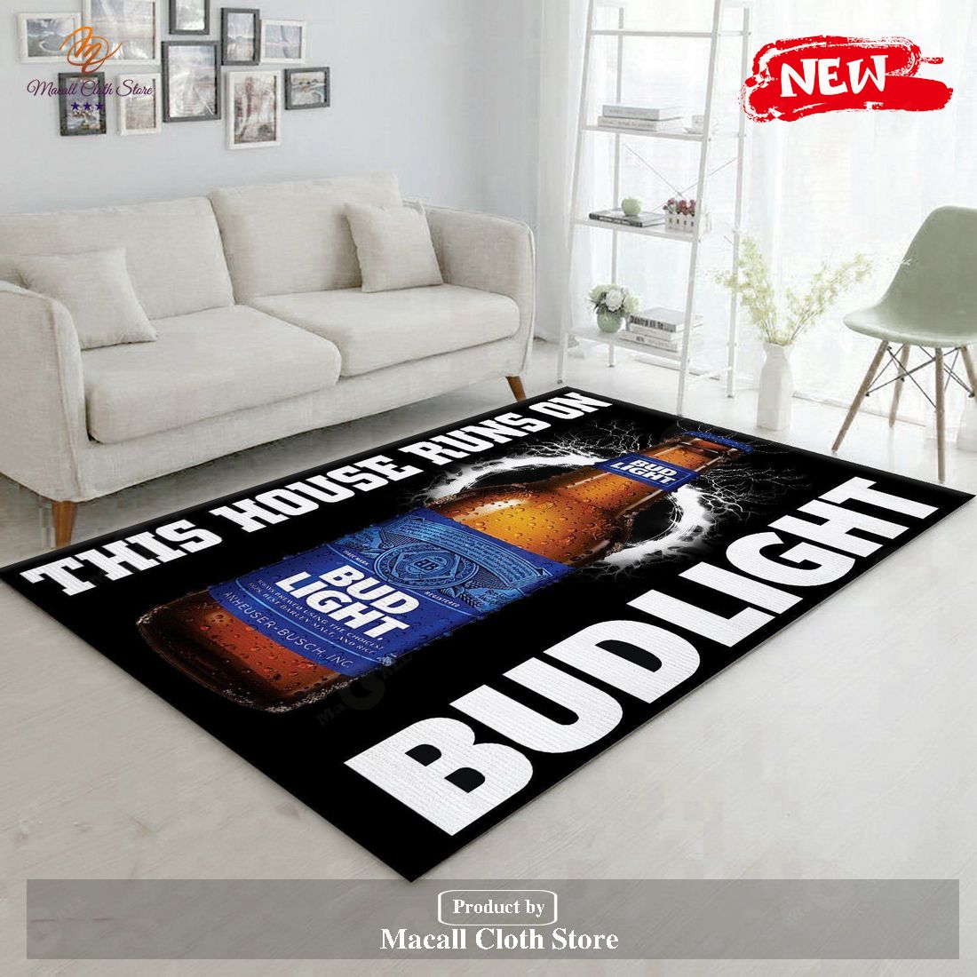 Bud Light This House Runs On Rug Room Carpet Custom Area Floor Home Decor - Indoor Outdoor Rugs