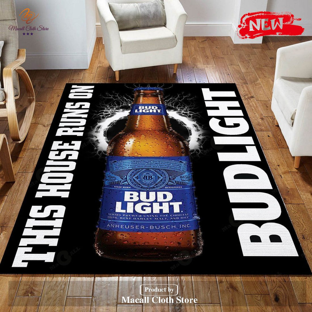 Bud Light This House Runs On Rug Room Carpet Custom Area Floor Home Decor - Indoor Outdoor Rugs