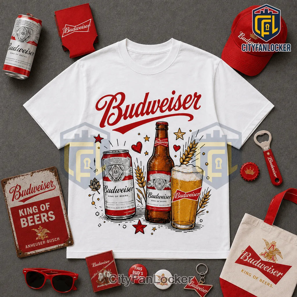 Budweiser King of Beers Heart Logo T-Shirt