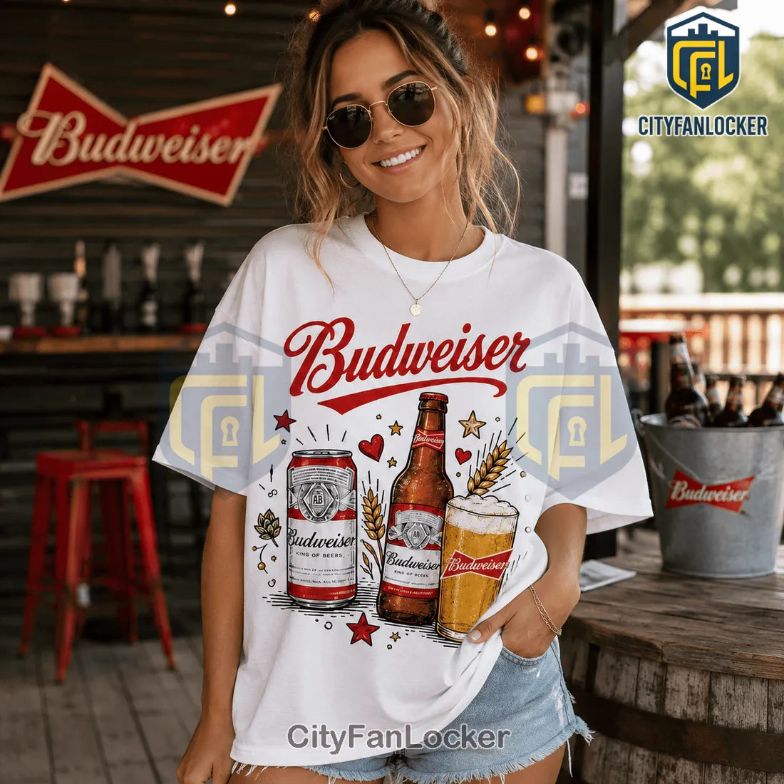 Budweiser King of Beers Heart Logo T-Shirt
