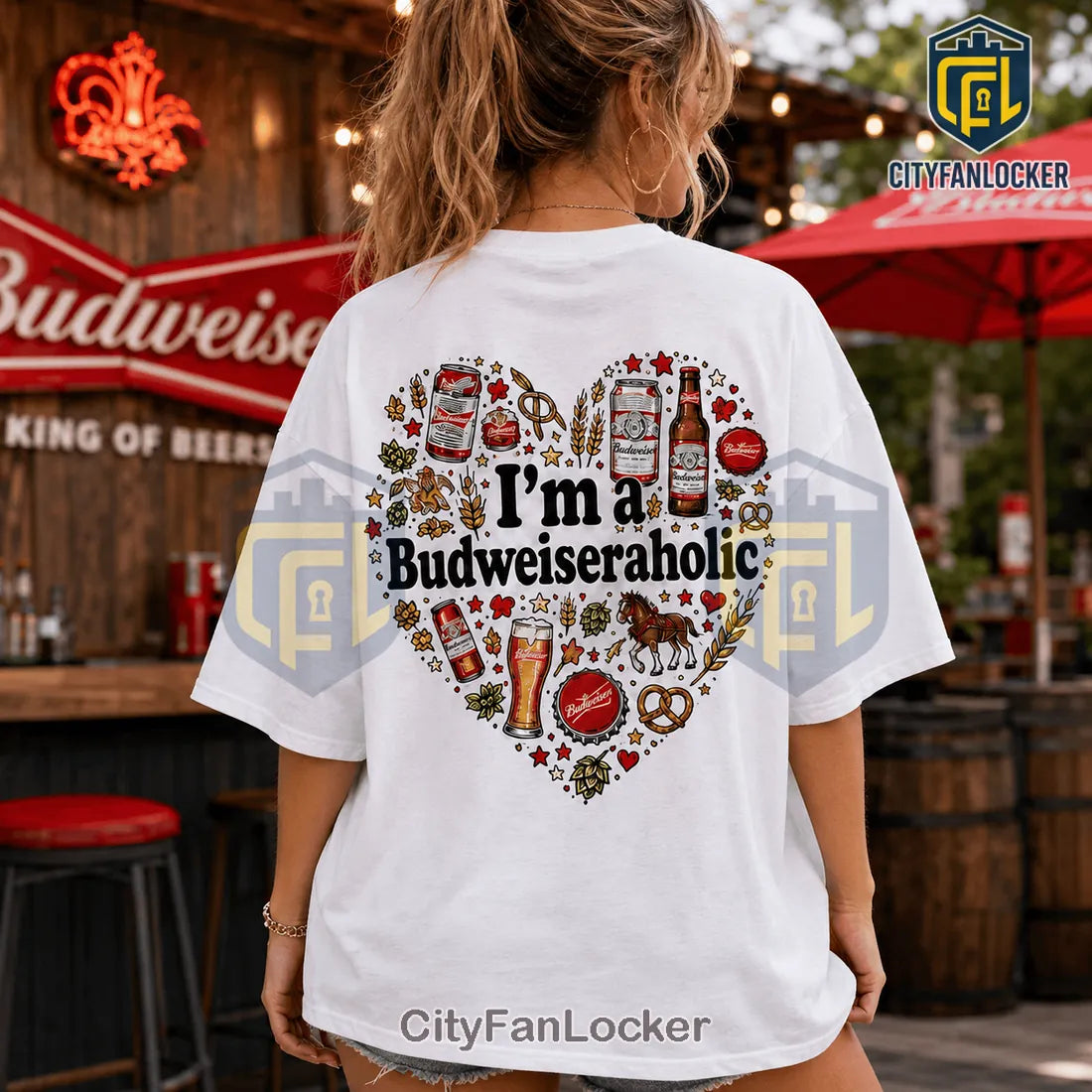 Budweiser King of Beers Heart Logo T-Shirt