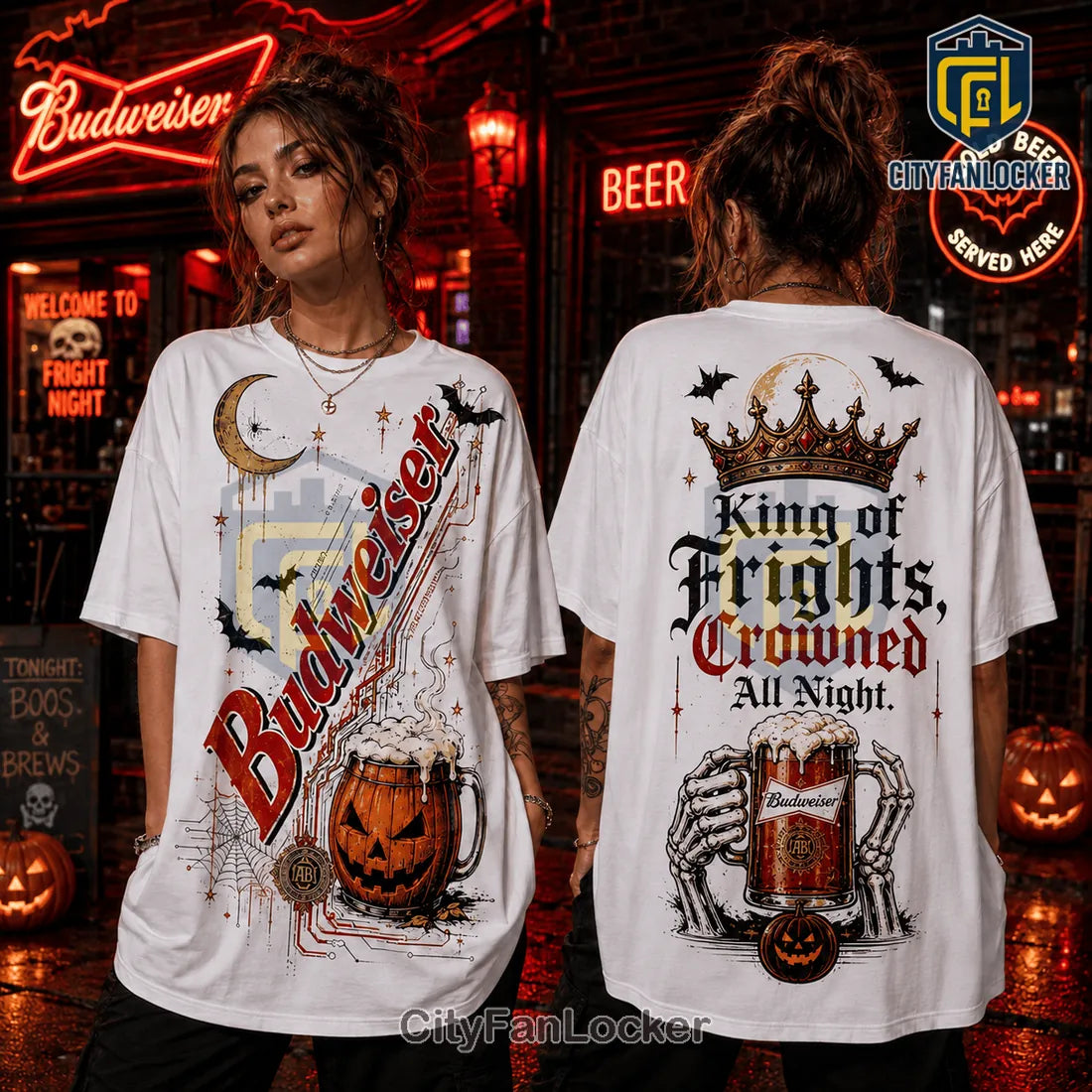 Budweiser King of Frights Skeleton Beer T-Shirt
