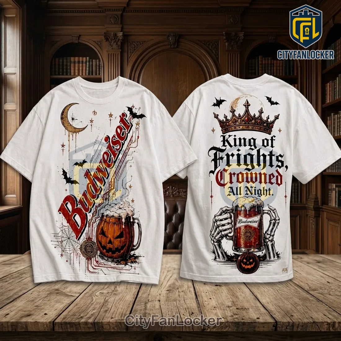 Budweiser King of Frights Skeleton Beer T-Shirt