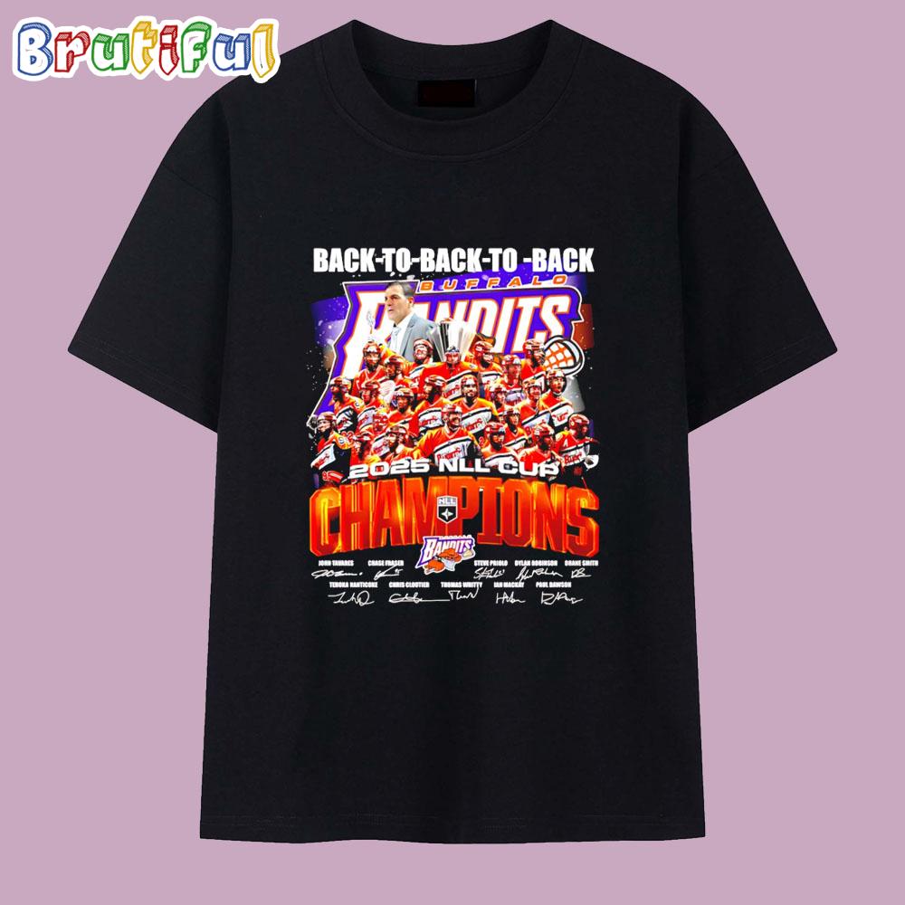 Buffalo Bandits 2025 Back To Back To Back Champions T Shirt