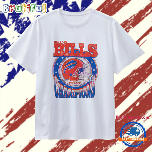 Buffalo Bills 1991 Afc Champions Retro Football Helmet Graphic T Shirt
