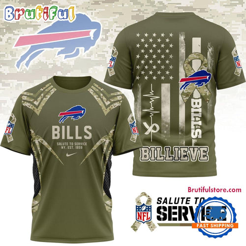 Buffalo Bills 2025 NFL Salute to Service Camo All Over Print Shirt