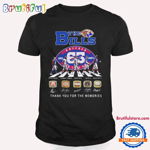 Buffalo Bills 65 Year 1959-2024 Go On The Road Signature Design T Shirt