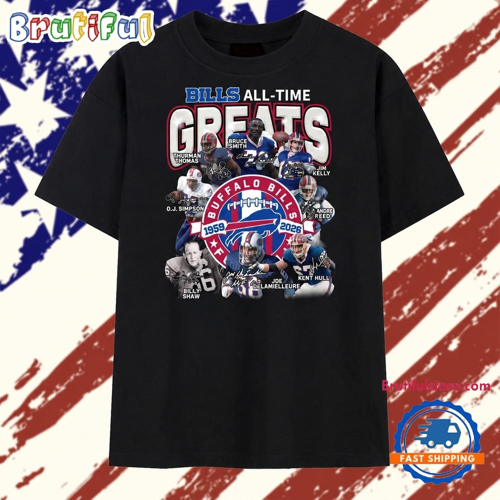 Buffalo Bills All Time Greats 1959 2026 Signatures Legends T Shirt