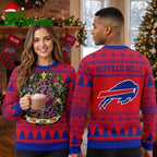 Buffalo Bills Christmas Wreath And Logo Ugly Christmas Sweater