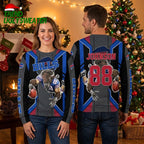 Buffalo Bills Diving Buffalo Mascot Johnson 88 Ugly Christmas Sweater