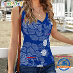 Buffalo Bills Flower Pattern Women’s V-Neck Ribbed Tank Top