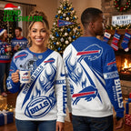 Buffalo Bills Football Helmet And Logo Ugly Christmas Sweater