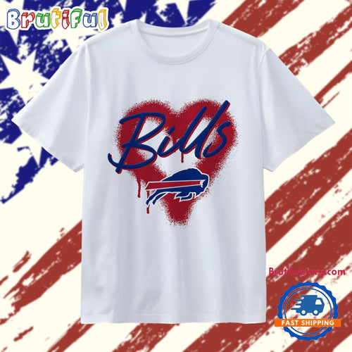 Buffalo Bills Football Spray Heart T Shirt