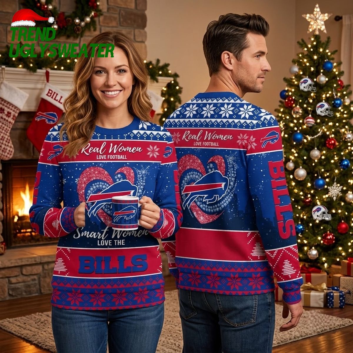 Buffalo Bills Heart And Snowflakes Ugly Christmas Sweater