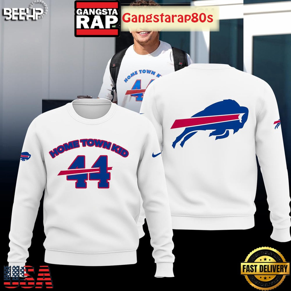 Buffalo Bills Home Town Kid 2025 White Unisex Hoodie