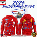 Buffalo Bills Josh Allen Billustration New 2026 Red Hoodie Shirt