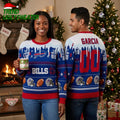Buffalo Bills Logo And Helmet Custom Name Ugly Christmas Sweater