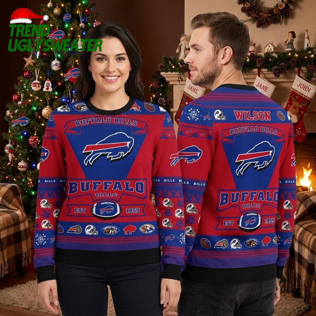 Buffalo Bills Logo And Team History Ugly Christmas Sweater